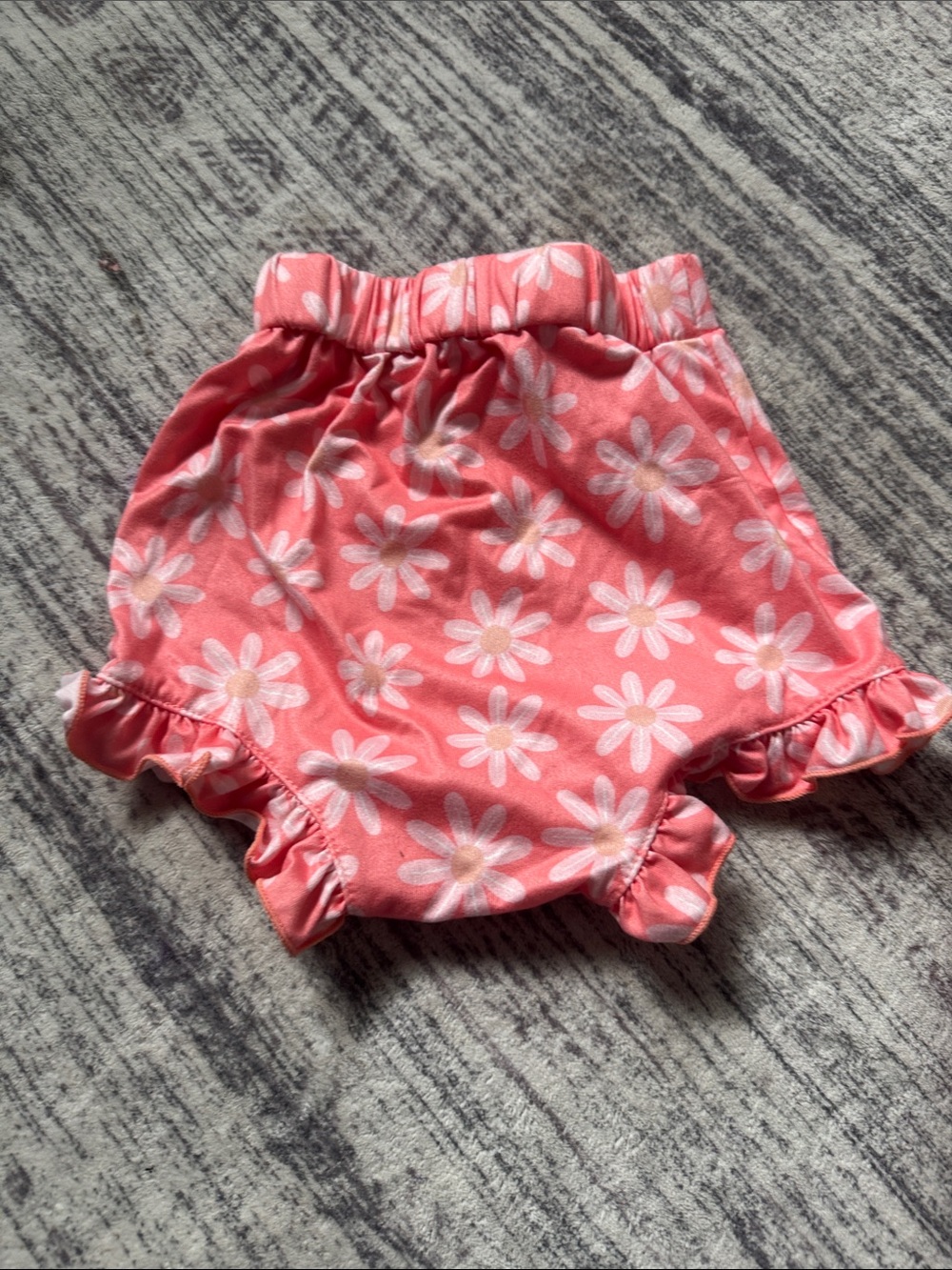 Girls Coral Pink Daisy Ruffle Bloomie Shorts